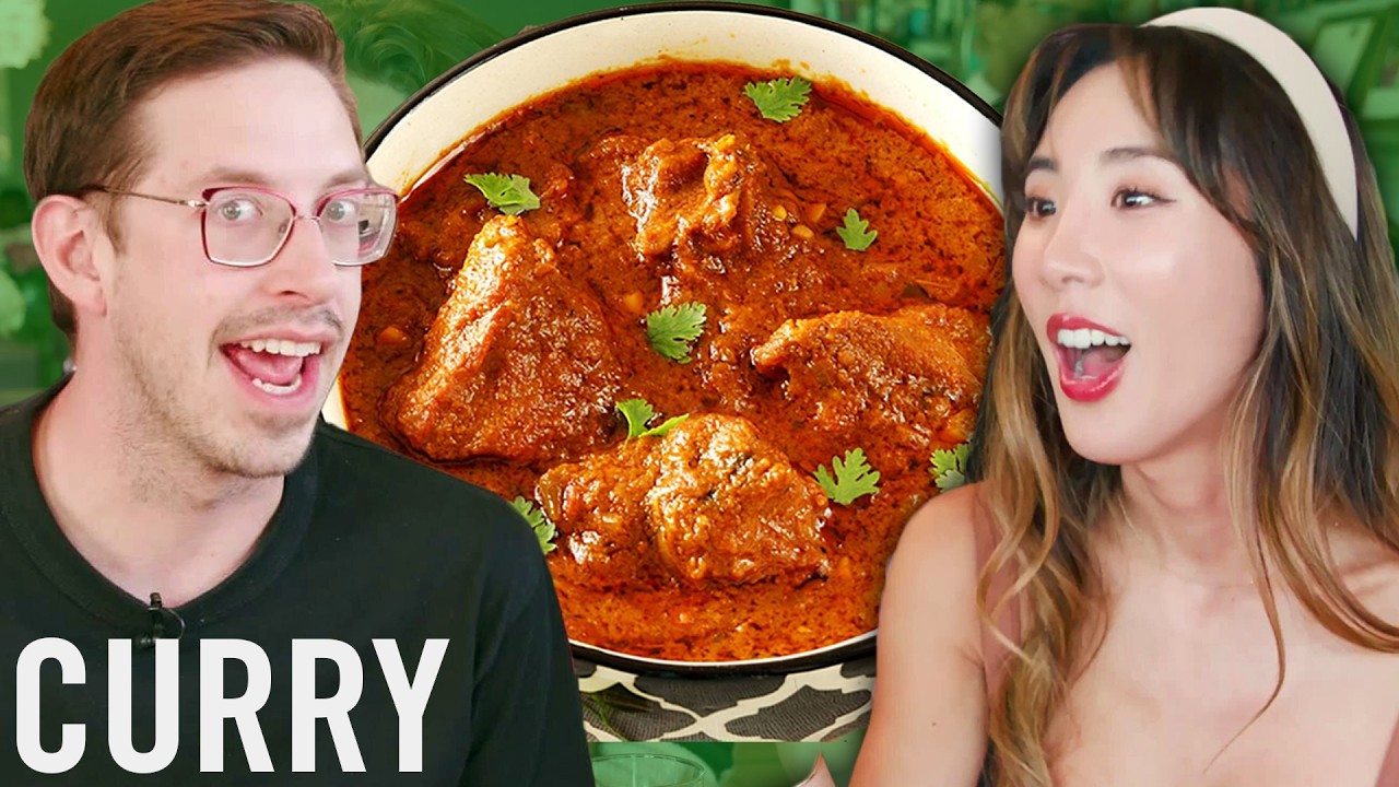 YouTube post by @tryguys for Babbel. Caption reads: Keith Eats Indian VS Thai.