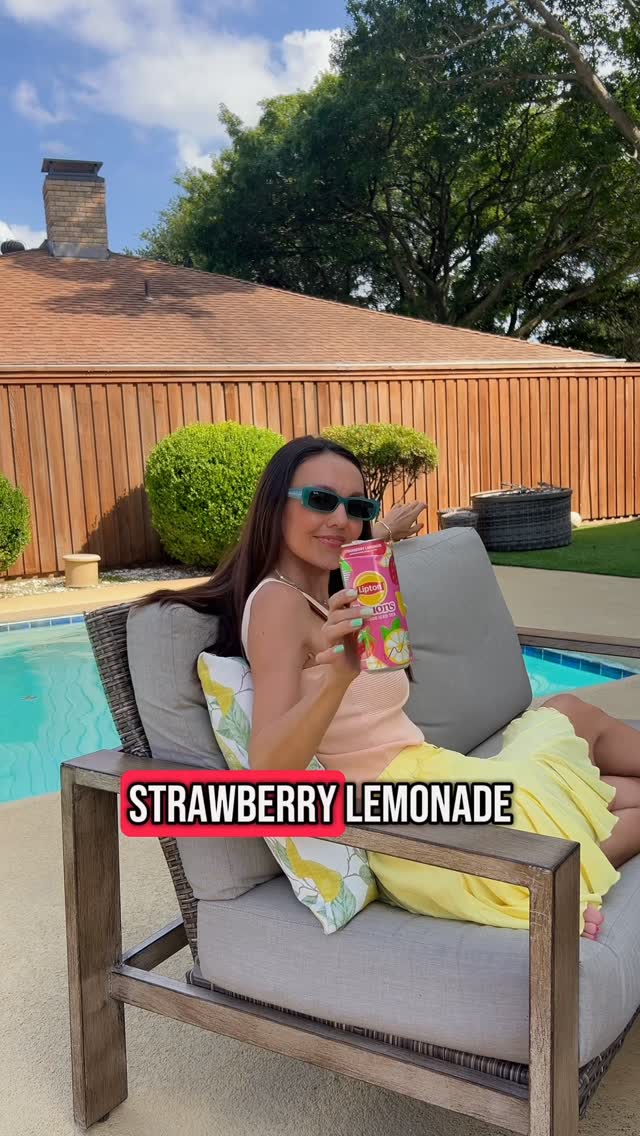 Instagram post by @mariasjsanchez for Lipton Iced Tea. Caption reads: #ad Nothing beats enjoying a cold drink by the....