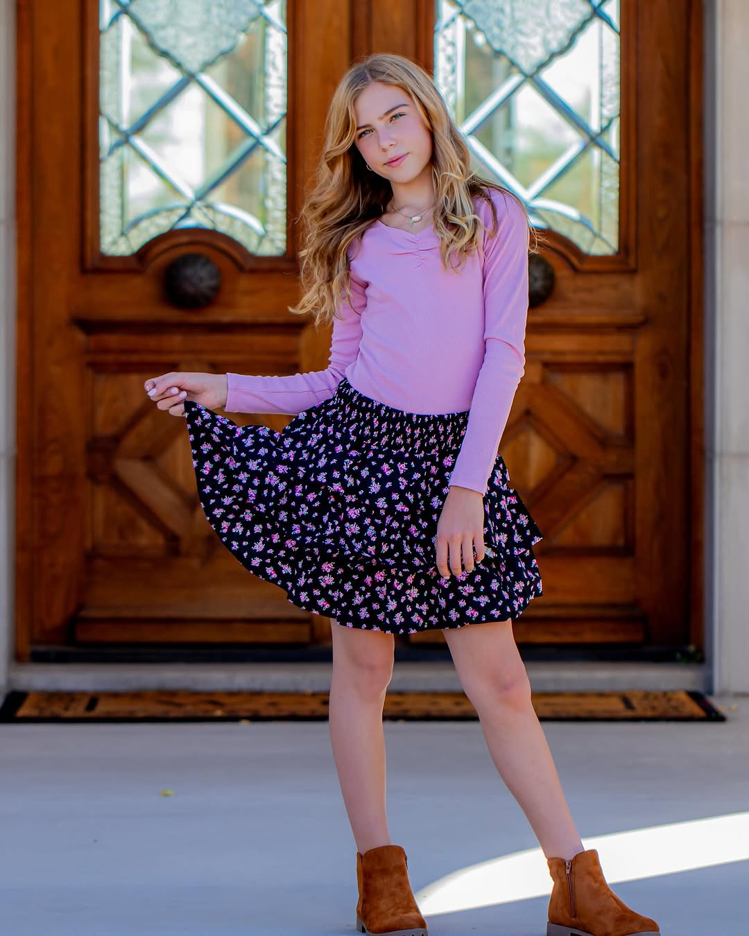 Instagram post by @henley.alexa for FabKids. Caption reads: #ad Falling in love with these  @fabkids looks 🍁....