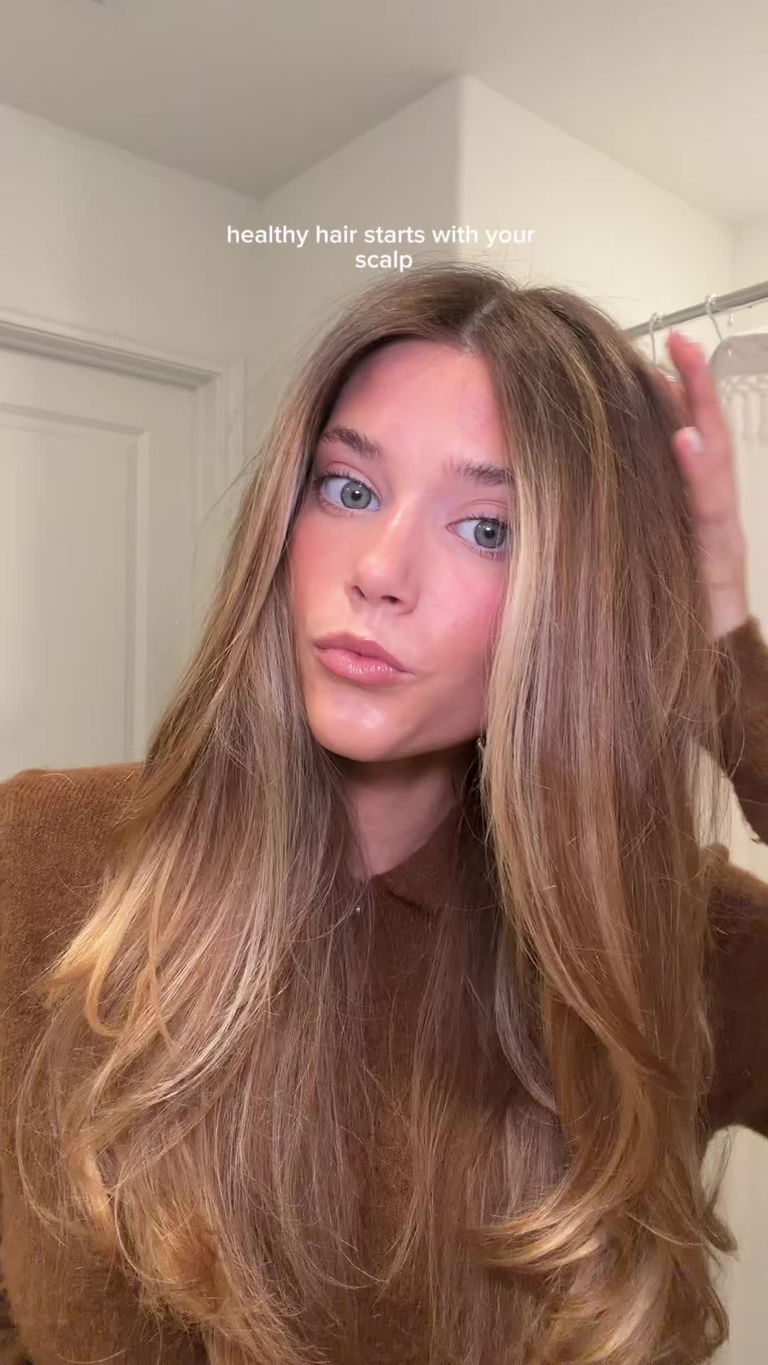 TikTok post by @maciesnell for Briogeo. Caption reads: healthy hair starts with your scalp! @Briogeo I....