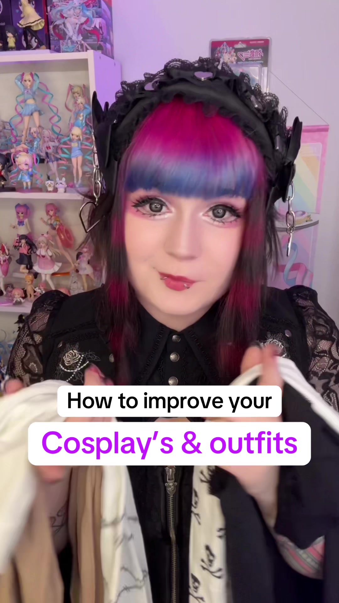 TikTok post by @addyharajuku for Snag Tights. Caption reads: An easy way to improve your cosplay and outfits,....