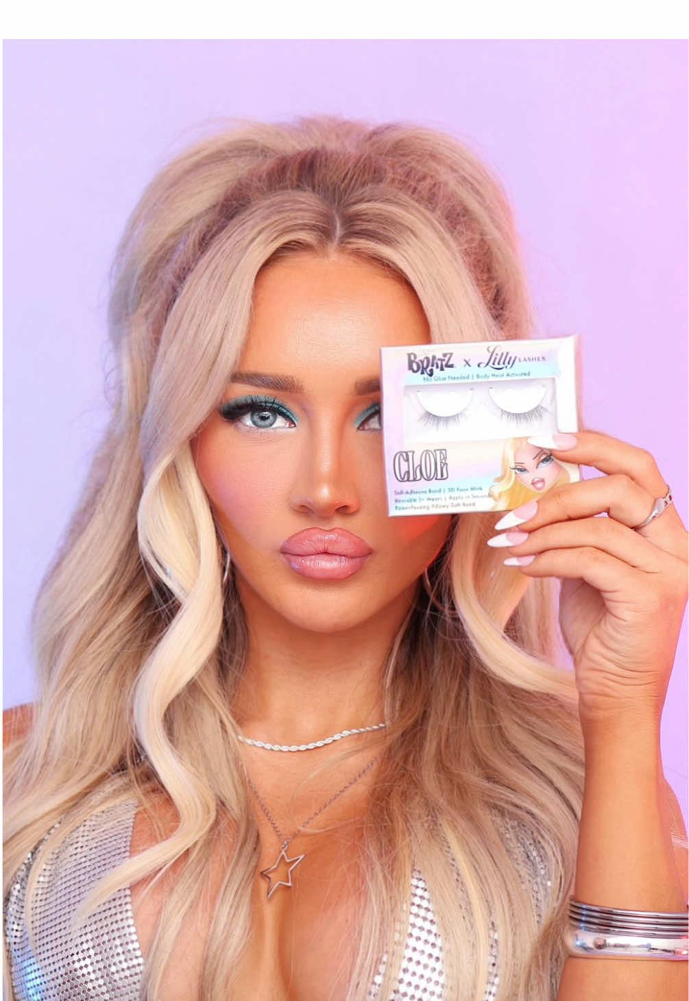 TikTok post by @vannaeinerson for Lilly Lashes. Caption reads: @bratz x @Lilly Lashes OUT NOW 👸🏼💗....