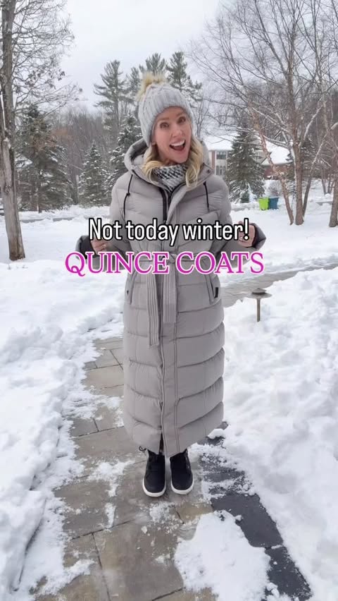 Instagram post by @occasionallyjenna for Quince. Caption reads: ✨Quince winter coats! C0mment COAT for all the....