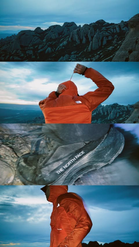 Instagram post by @polmalo_ for The North Face. Caption reads: [...] to endure nature, not escape it.....