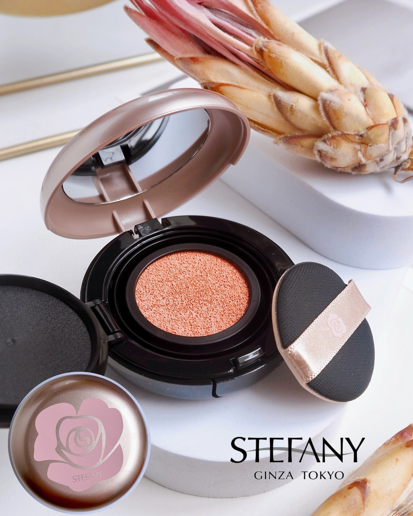 Instagram post by @keppi_0830 for GinzaSTEFANY. Caption reads: 𓆸
⁡
これまでパウダーとかリキッドチークを
よく使ってたんだけど、
はじめて使ってみたクッション....