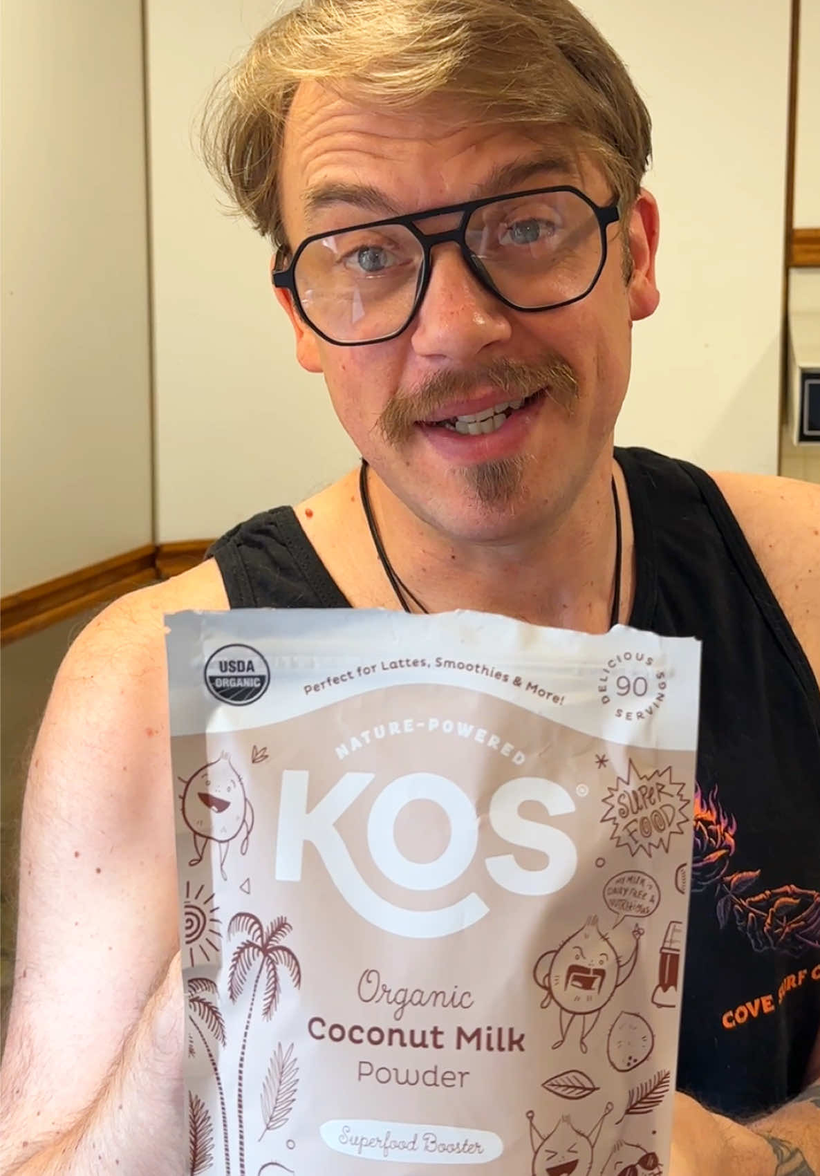 TikTok post by @wigginswildworld for KOS. Caption reads: [...] organic dairy alternative! 🥛 🥥 Thanks @KOS....