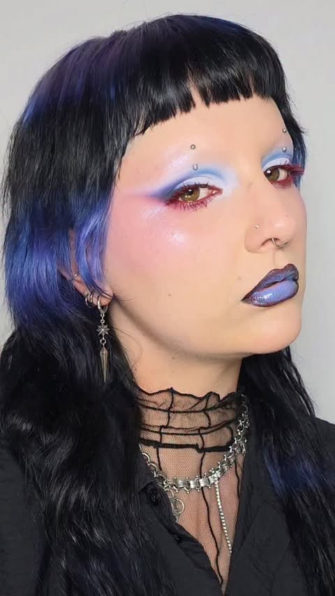 Instagram post by @nonaa_mua for KALEIDOS. Caption reads: [...] Sleek Satin Lipstick in Tilted Denim....
