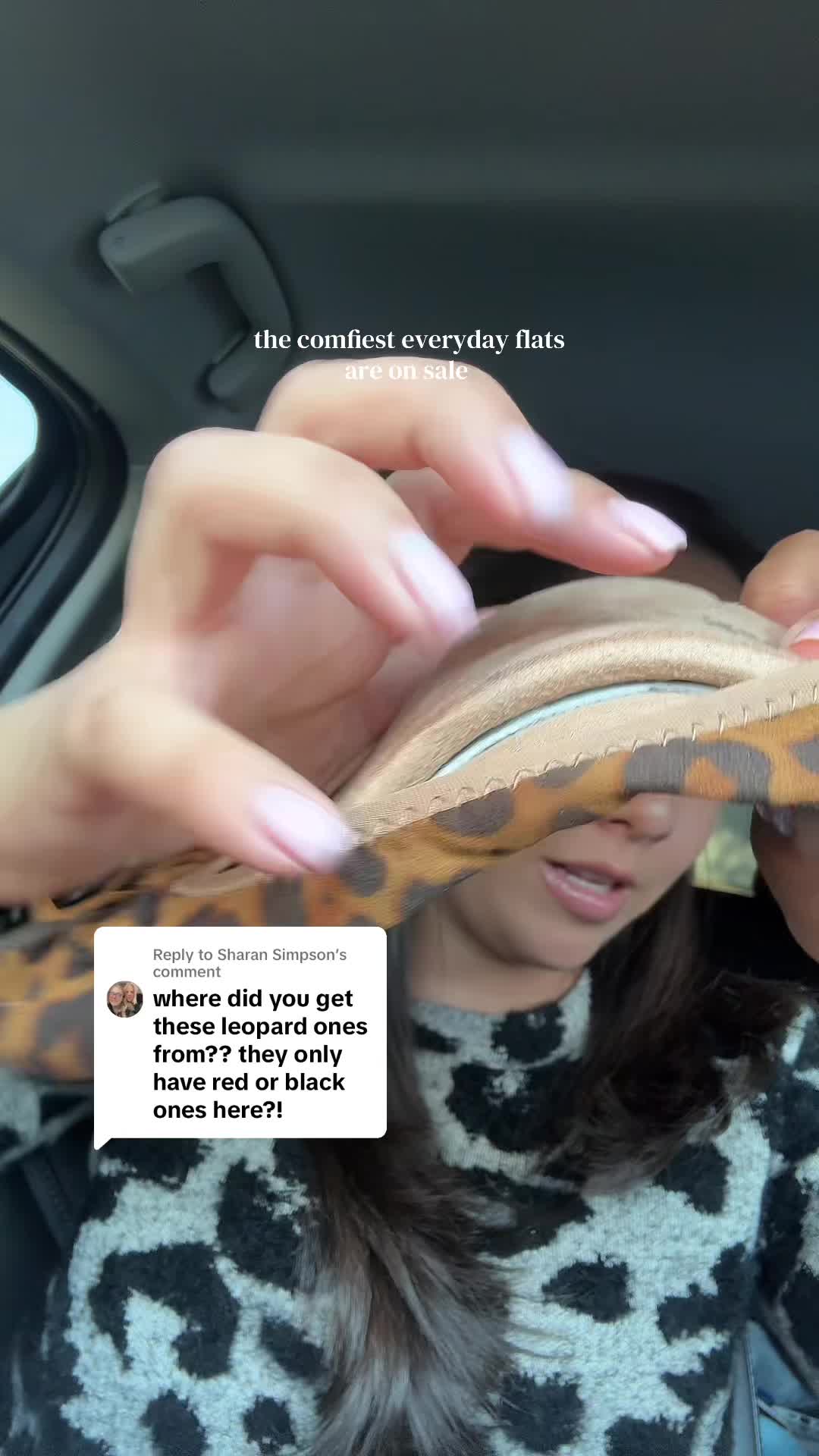 TikTok post by @itsteddee for Dream Pairs. Caption reads: [...] #leopardprintshoes #flatshoesstyle....