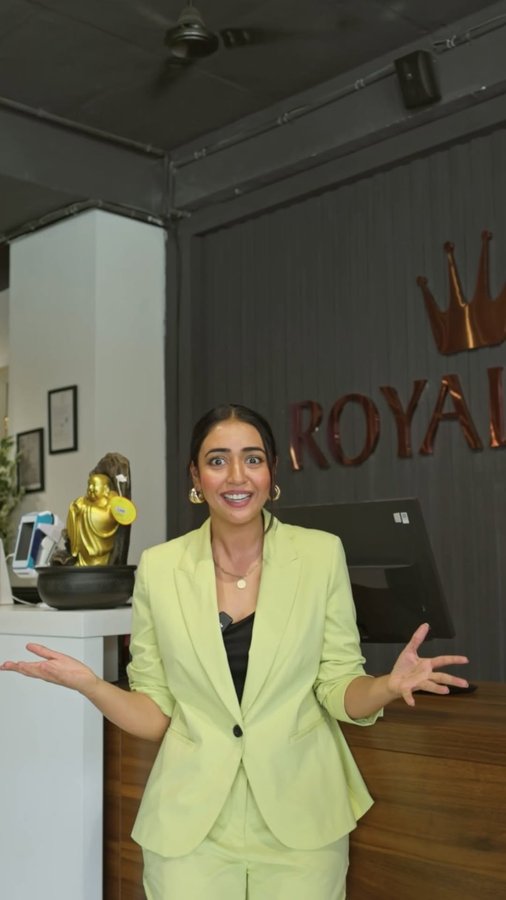 Instagram post by @thehithaceee for Royaloak Furniture. Caption reads: [...] a haven of comfort and style with Royaloak....