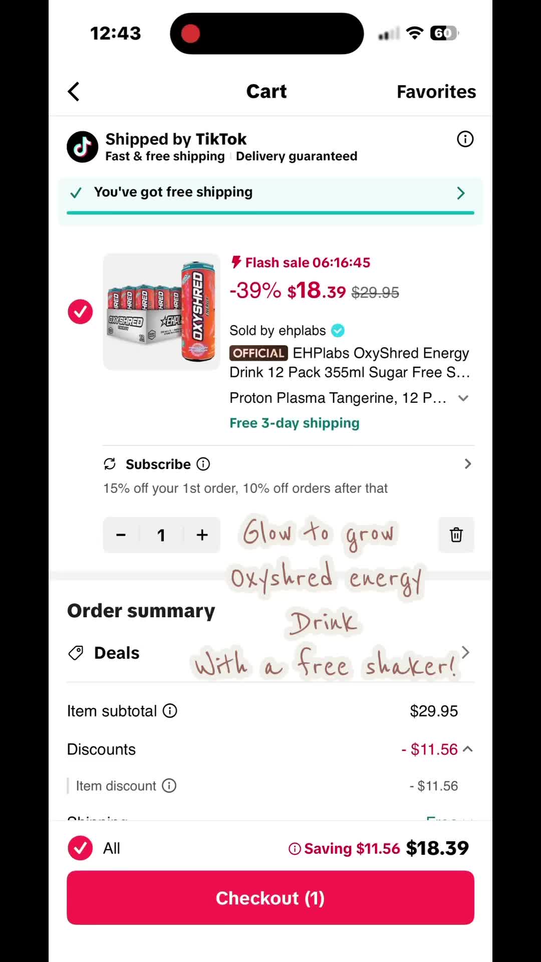 TikTok post by @karenslifeandworkouts for EHPlabs. Caption reads: @ehplabs #tiktokshop #ehplabs.