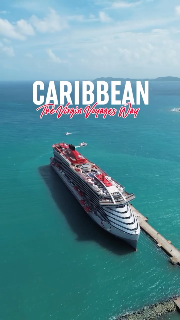 Instagram post by @jwbarger for Virgin Voyages. Caption reads: Cruising the Caribbean with Virgin Voyages....