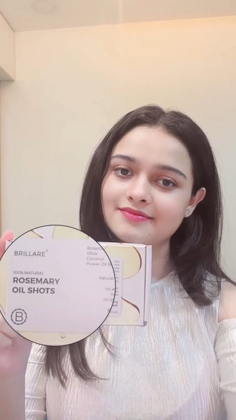 Instagram post by @queen.nooren for Brillare. Caption reads: Using Brillare Rosemary Oil Shots for stronger,....