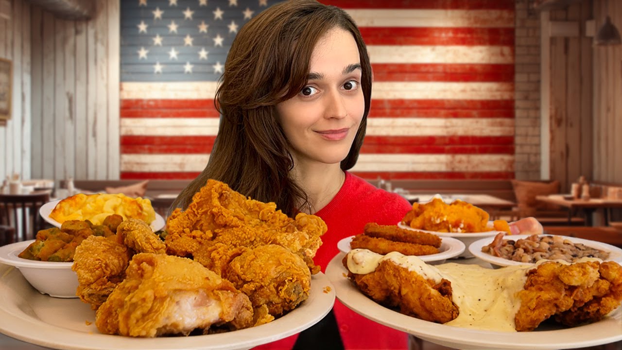 YouTube post by @LucileHR for Rosetta Stone. Caption reads: French Girl Tries Real Southern Fried Chicken!.