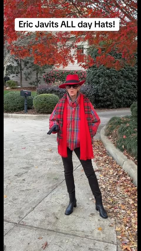 Instagram post by @agewithstyle_ for Eric Javits. Caption reads: [...] use Code BRENT10.  #foryou #hat #red....