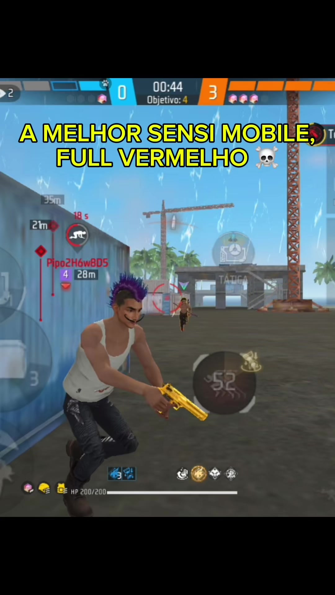 TikTok post by @novin07_ for Garena Free Fire IT. Caption reads: A melhor SENSI MOBILE, full vermelho ☠️....