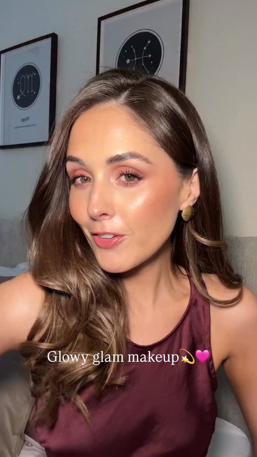 Instagram post by @jessieblue_ for Charlotte Tilbury. Caption reads: Glowy Glam party season makeup using the....