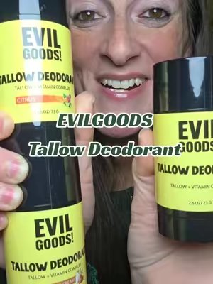 TikTok post by @hedderbeee for Evil Goods. Caption reads: [...] skincare, now the deodorant?! 👀🤎 Evil....