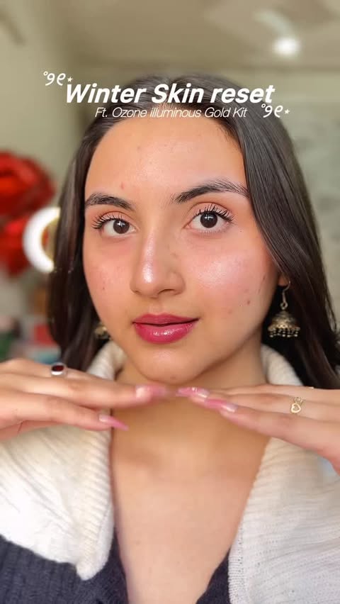 Instagram post by @aestheticaa_vibes for Ozone Ayurvedics. Caption reads: Winter Selfcare Routine ❄️💕🍵⭐️ Use my coupon....