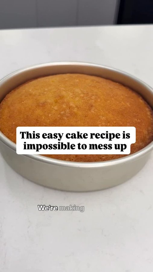 Instagram post by @makinze for Delish. Caption reads: Yes you CAN make a cake without measuring… mostly.....