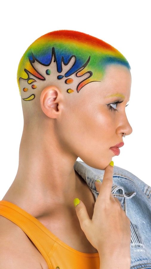 Instagram post by @los_cut_it for American Salon. Caption reads: REMIX to the REMIX 🎨 
•
@jbalvin Inspired design....