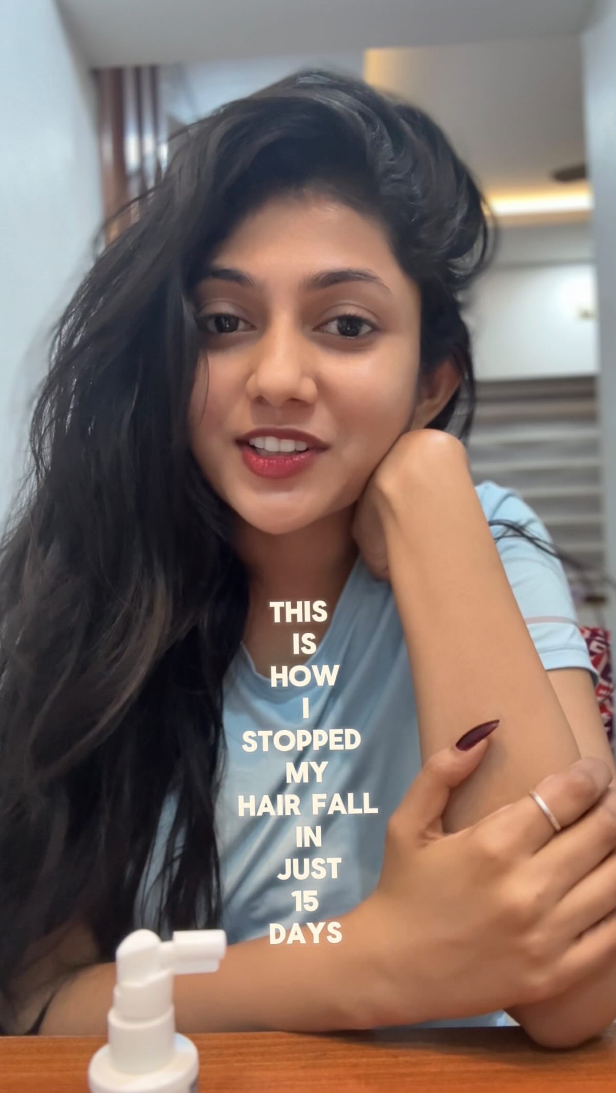 Instagram post by @drishya__raghunath for WishCare. Caption reads: I was losing so much hair, I stopped brushing it....