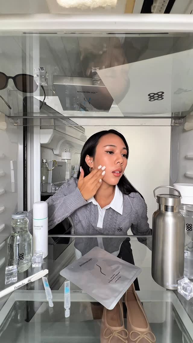 Instagram post by @biohyaluxthailand for Pomelo Fashion. Caption reads: When your fridge is serving looks 🧊✨ Pomelo. x....