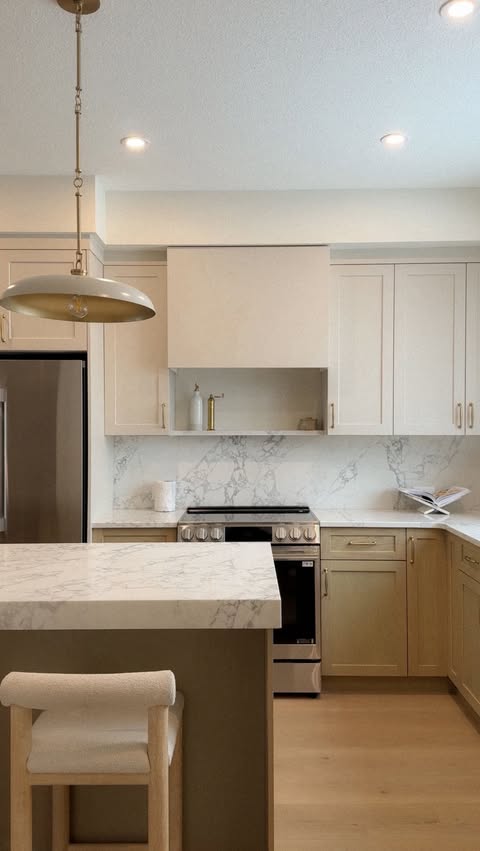 Instagram post by @gretzieparth for The Brick. Caption reads: The kitchen upgrade we’ve been waiting for....