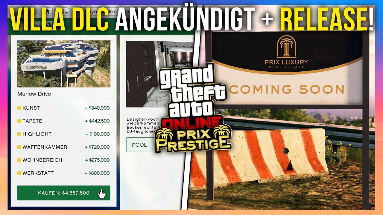 YouTube post by @Slag for Instant Gaming. Caption reads: GTA 5 VILLA DLC from ROCKSTAR ANNOUNCED + RELEASE....