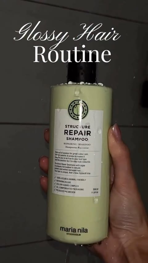 Instagram post by @justalissahere for Maria Nila. Caption reads: My secret to glossy healthy hair....