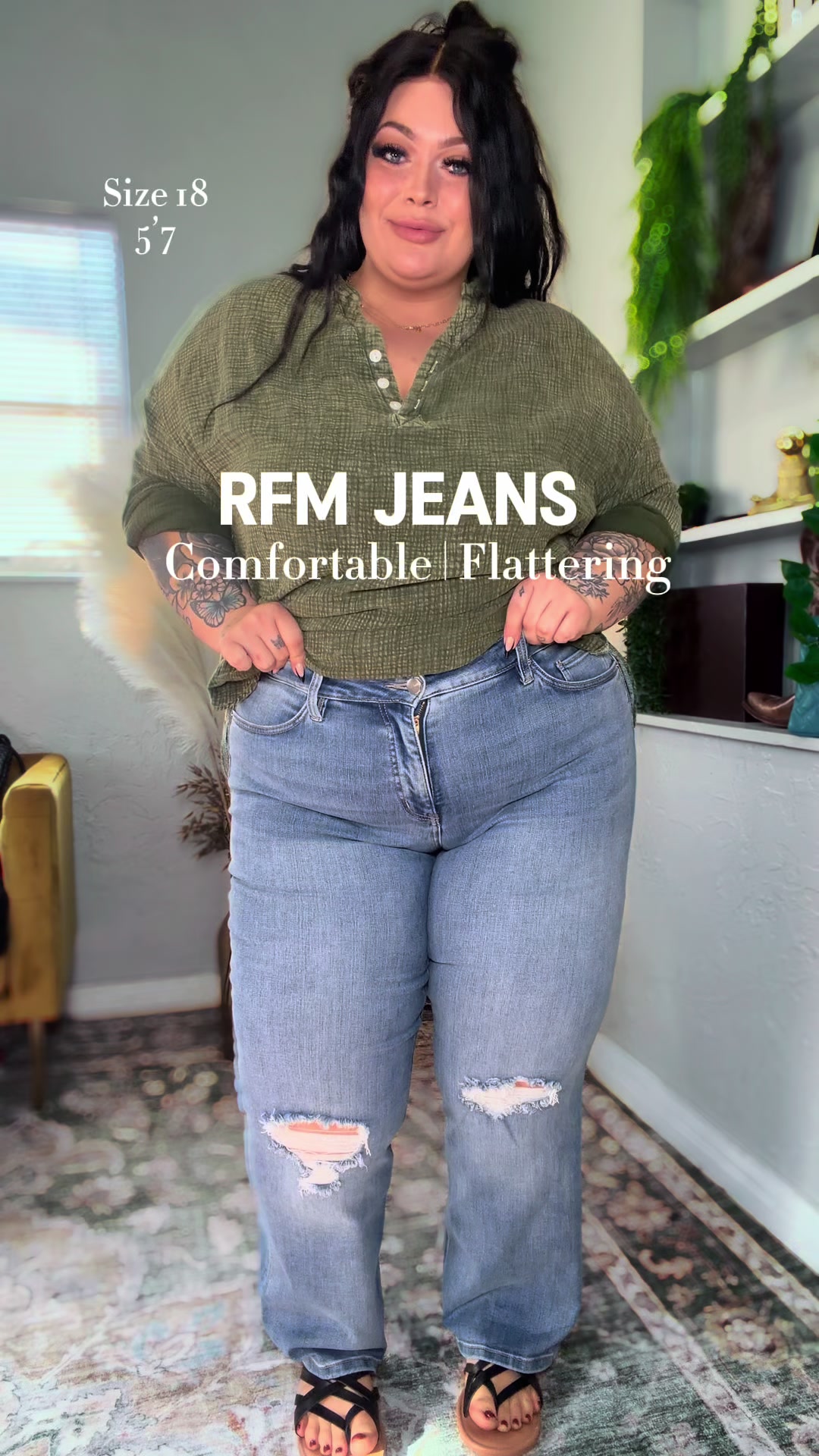 TikTok post by an influencer for Ava Lane Boutique. Caption reads: LOVE THE FIT ON THESE . @Ava Lane Boutique....