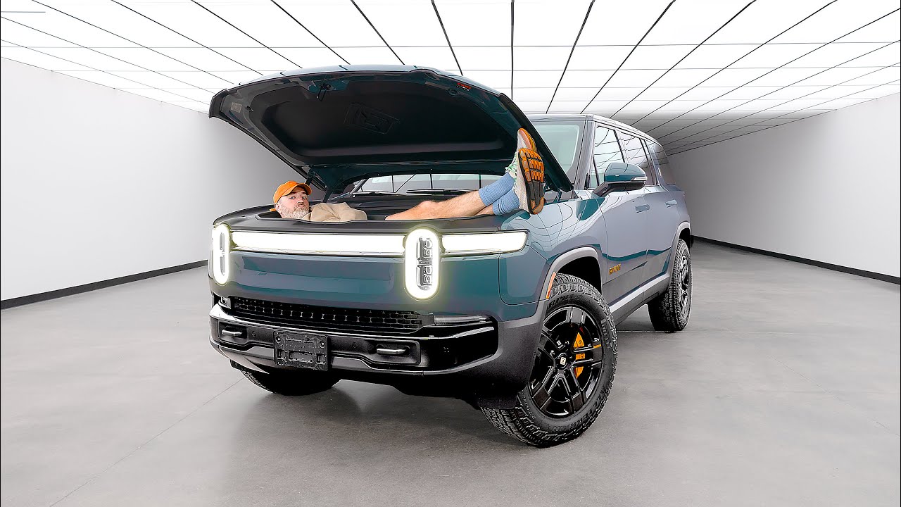 YouTube post by @unboxtherapy for NEBULA. Caption reads: It's All in the Details... Rivian R1S (Second Gen).