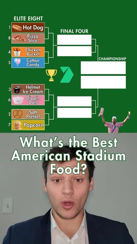 Instagram post by @gimmefivetv for Gametime. Caption reads: [...] American Stadium Food? 🌭 powered by....