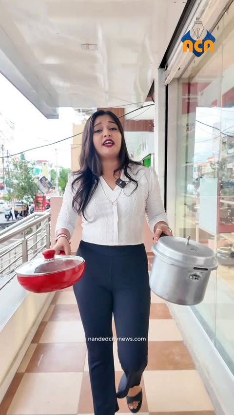 Instagram post by @nandedcitynews for Pigeon Kitchen Appliances. Caption reads: Old Cookware Exchange Offer is Live! 📍 Pigeon....