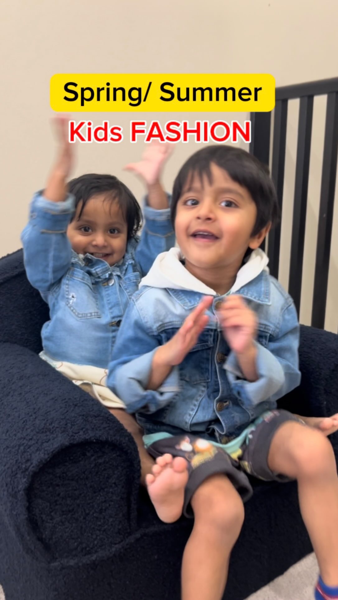 Instagram post by @kabirandshreyti for Deuxpardeux. Caption reads: Loving these cute outfits for my kids for most....