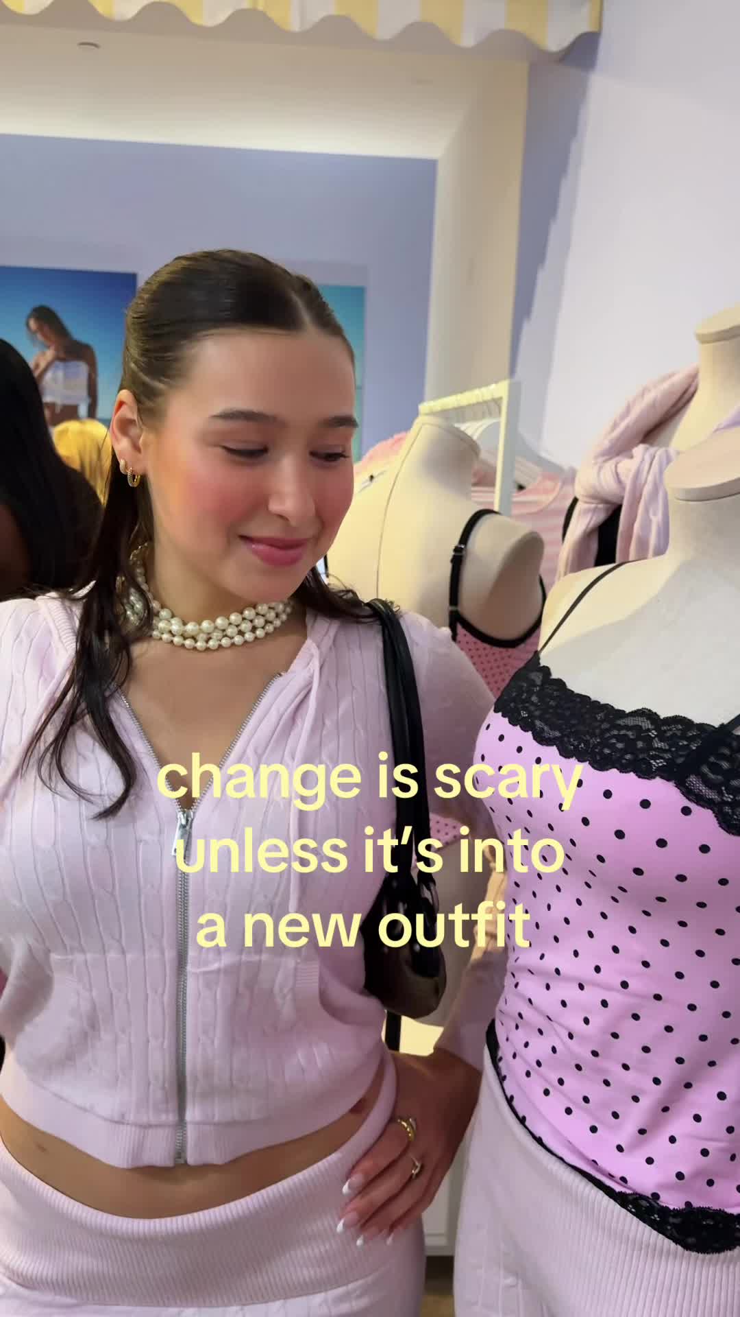 TikTok post by @richcaroline for Frankies Bikinis. Caption reads: [...] my life. thank you so much PINK by Frankies....