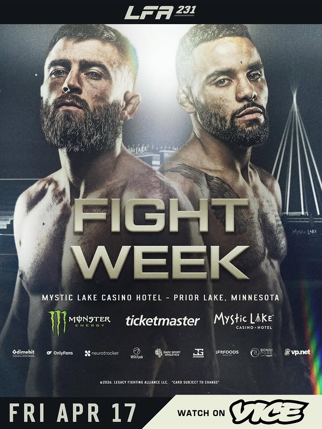 Instagram post by @edsoarespro for Legacy Fighting Alliance. Caption reads: #LFA231 It’s Fight Week 🚀 The promotion will....