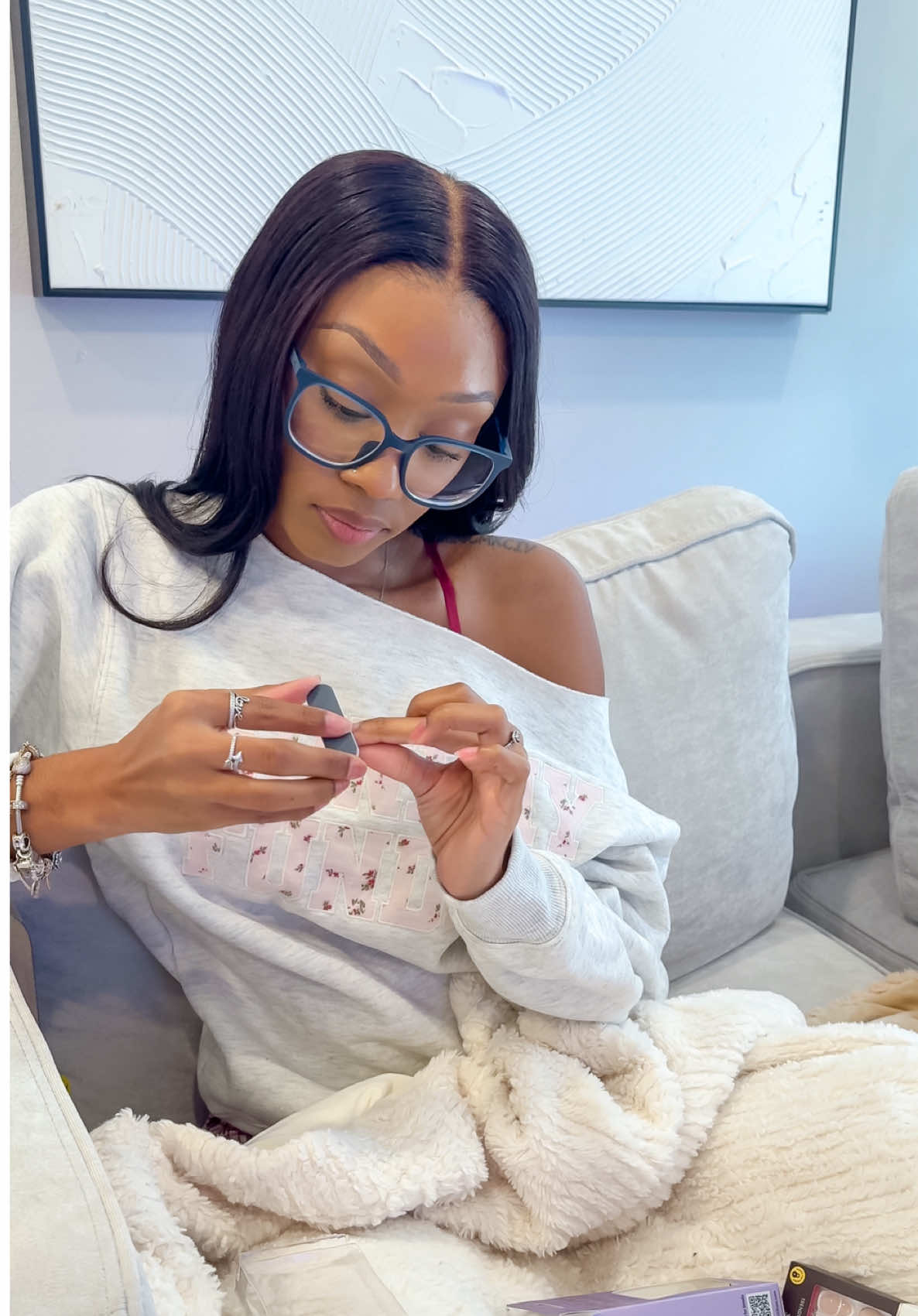 TikTok post by @loveartesia for impressbeauty. Caption reads: #ad sundays are for resetting... and a fresh mani....