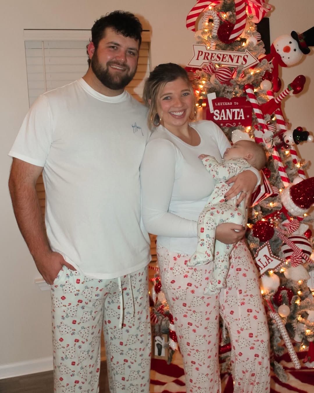 Instagram post by @mrs.hannahlong for Caden Lane. Caption reads: Rockin’ around the Christmas tree in our CL....