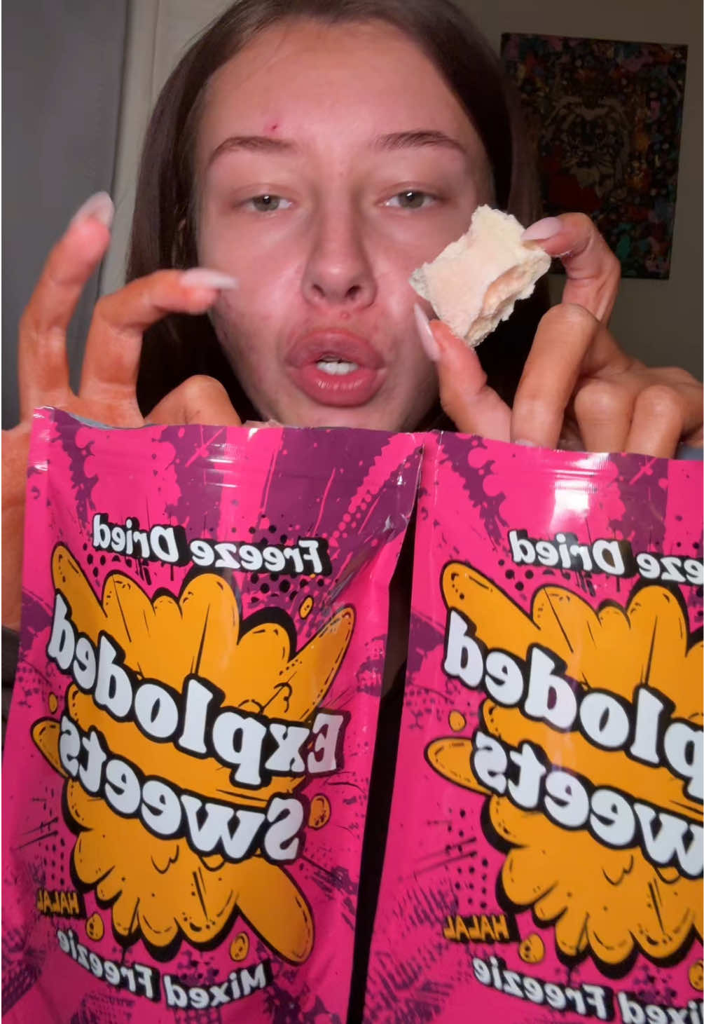 TikTok post by @tylabeausmith for Exploded Sweets. Caption reads: @Exploded Sweets 🍬 love freeze dried sweets [...].