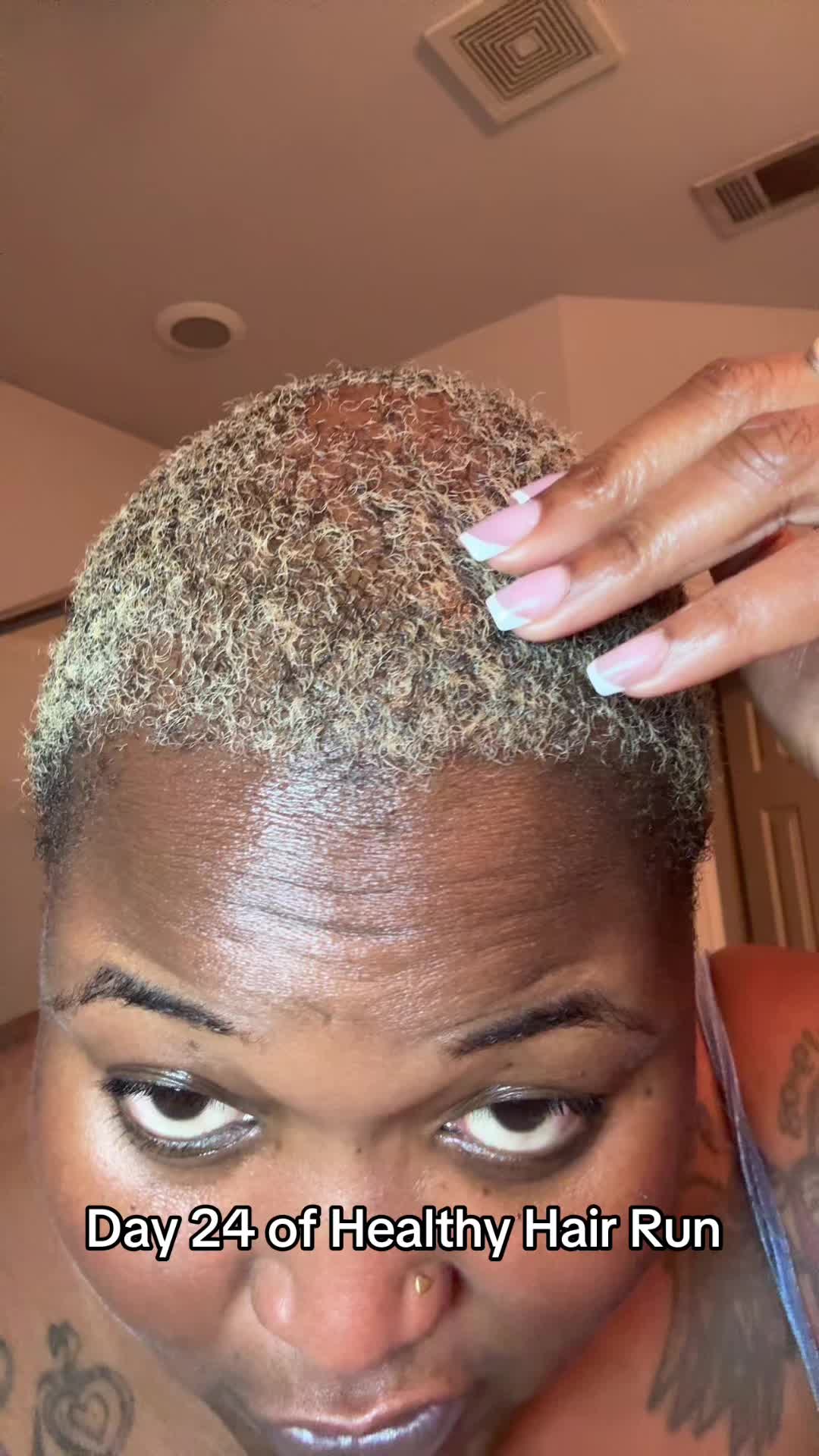 TikTok post by @wherebebe for Bask & Lather Co. Caption reads: Day 24 of my 30-day healthy hair challenge. For....