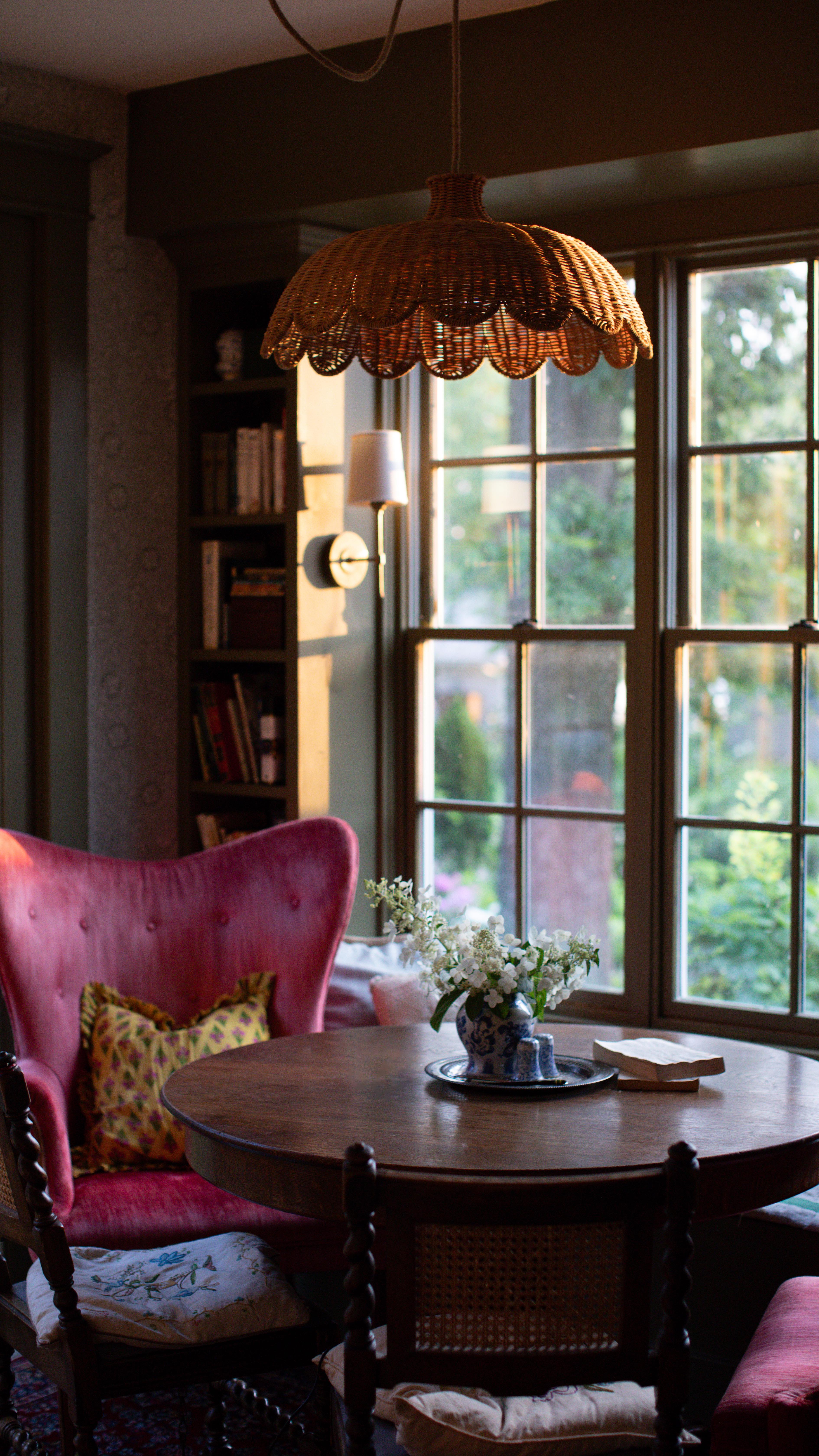 Instagram post by @thehousecricket for Rowabi. Caption reads: Seven years ago we created this kitchen nook, and....