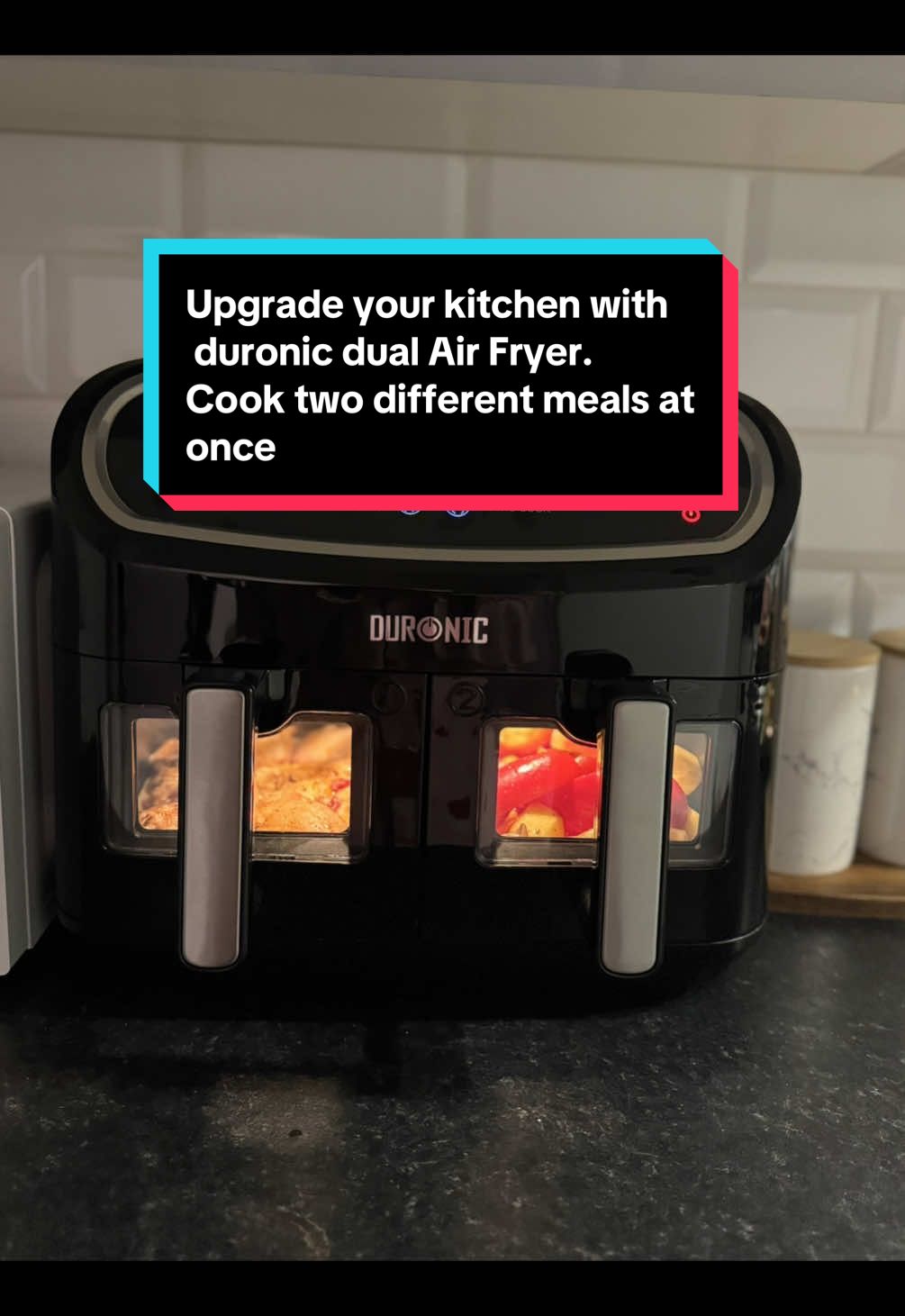 TikTok post by @snehahosen1 for Duronic. Caption reads: @Duronic #airfryerrecipe #tiktokshop [...].