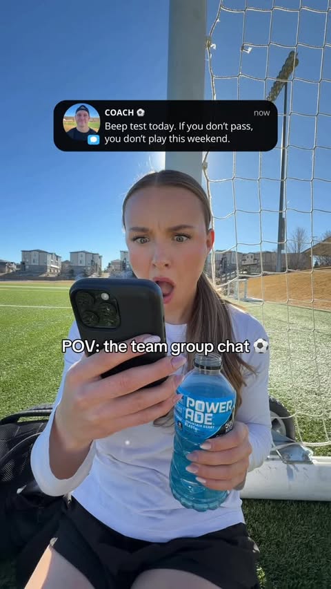 Instagram post by @brittany1wilson for POWERADE. Caption reads: [...] the words “beep test” are mentioned?....