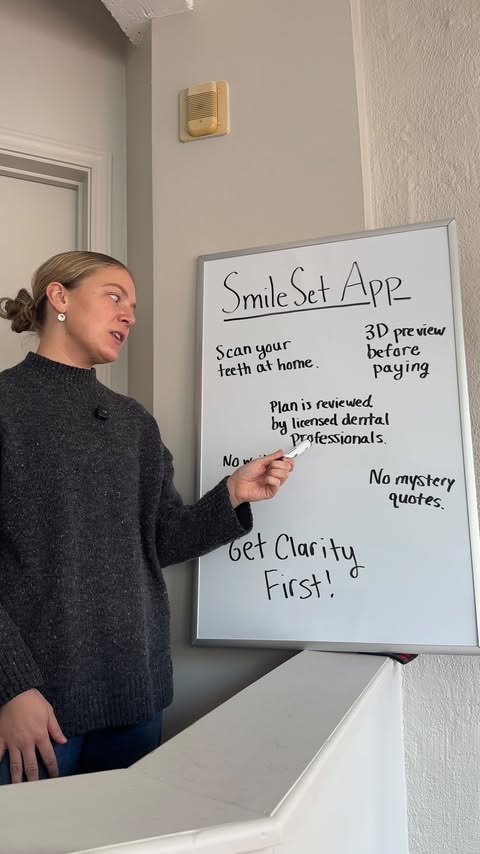 Instagram post by @clarearline for SmileDirectClub. Caption reads: The @smileset app gives you clarity before you....