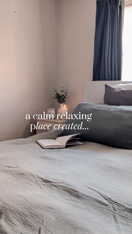 Instagram post by @_the_watts_family for Twopagescurtains. Caption reads: The easiest way to elevate a bedroom? ✨ Beautiful....