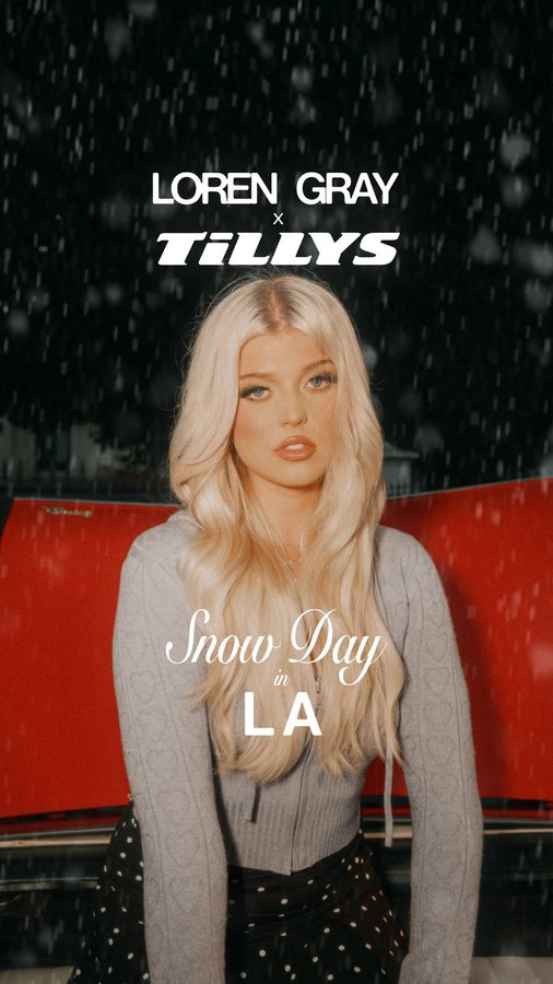 Instagram post by @loren for Tillys. Caption reads: Introducing Loren Gray x Tillys 💫 From....