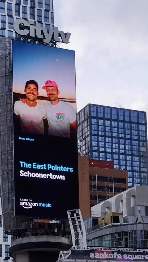 Instagram post by @theeastpointers for Amazon Music. Caption reads: You can spot our ugly mugs on the Amazon Music....