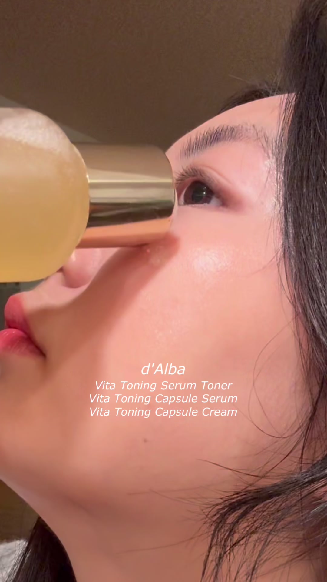 TikTok post by @sujiiiii_822 for d’Alba. Caption reads: [...] try it!🤍💛 @d'Alba Piedmont US ....