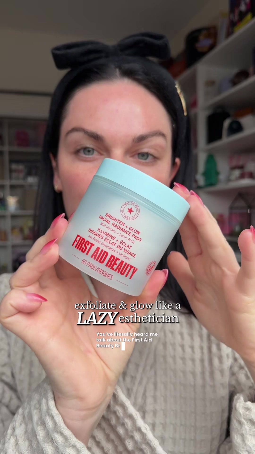 TikTok post by @kristynhoffman96 for First Aid Beauty. Caption reads: [...] + most glowy skin ✨@First Aid Beauty AD....