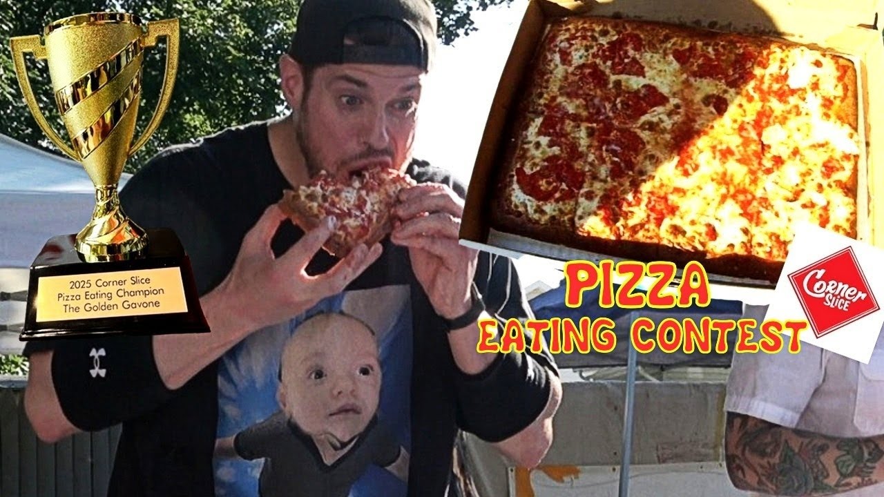 YouTube post by @LABEAST for Spreadshirt. Caption reads: I Entered A Local PIZZA Eating Contest & This Is....